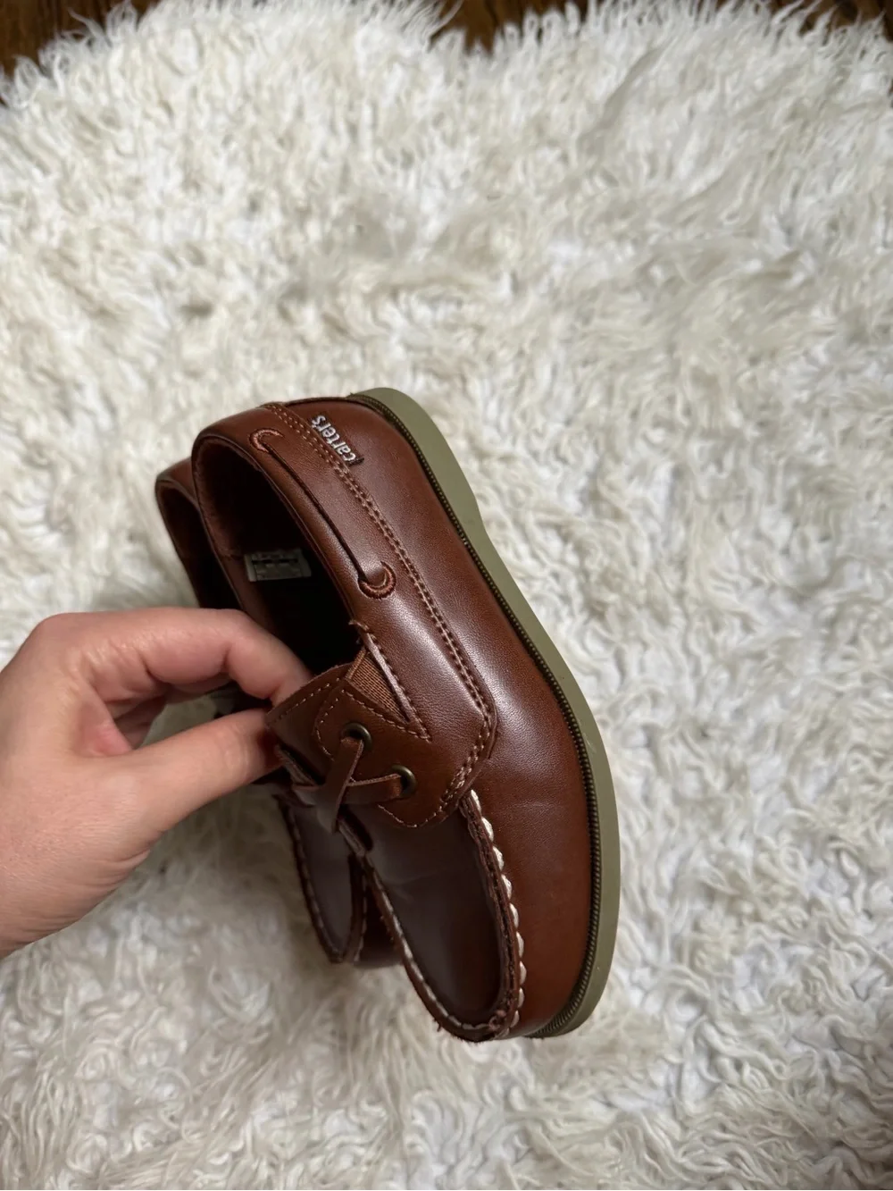 Carter's Brown Leather-Style Kids Boat Shoes